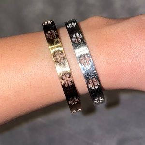2 lot of Tory Burch resizable bangle metal bracelets